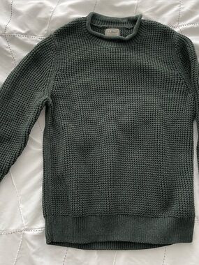 L.L. Bean Forest Green Waffle Knit Pullover